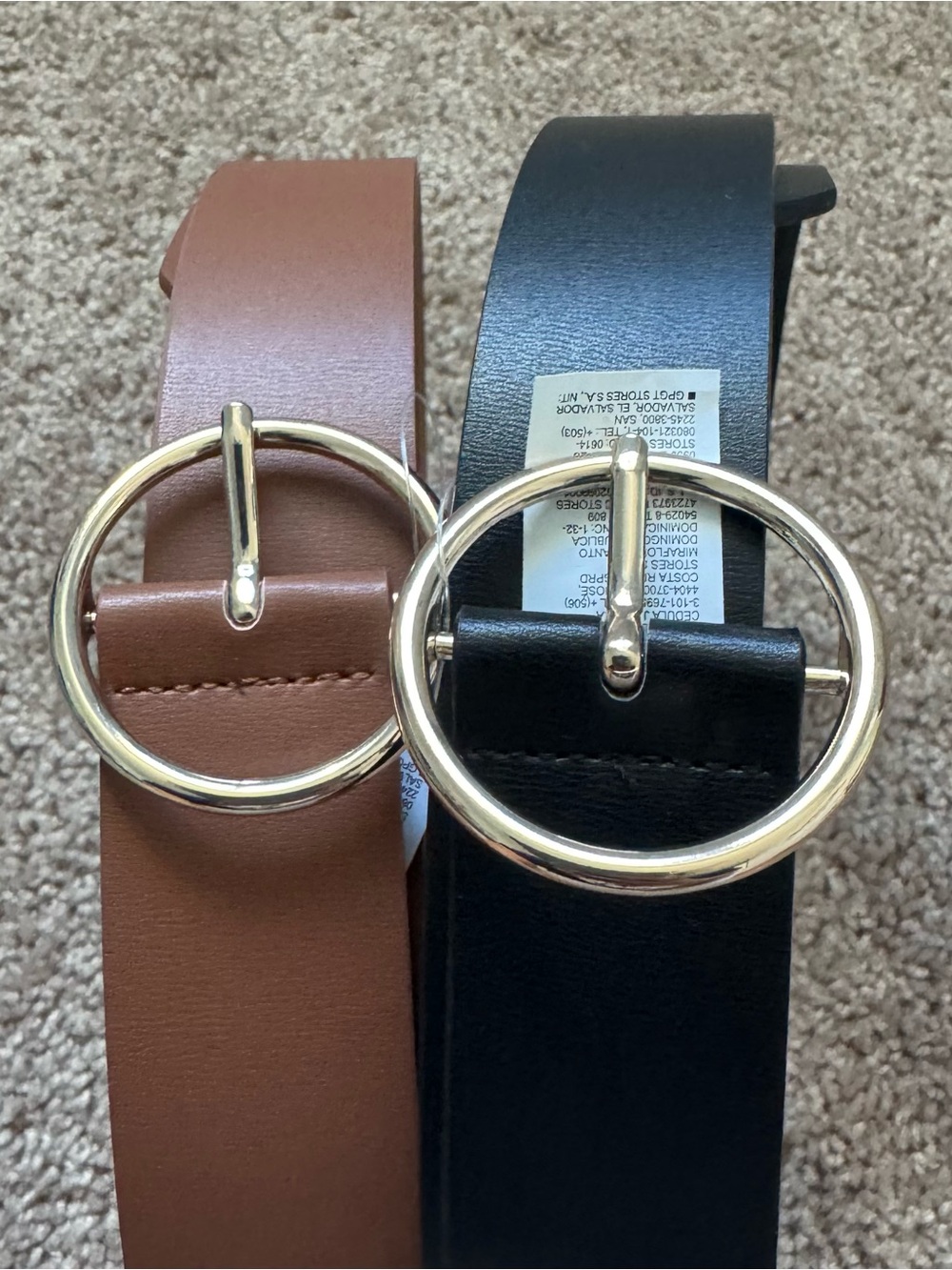 Old Navy Round Gold-Buckle Belts in Black and Brown